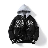 Blousons Bomber Homme Détachables à Capuche, Broderie Lettres, Coupe Ample, Veste d'Hiver Tactique Décontractée pour Homme