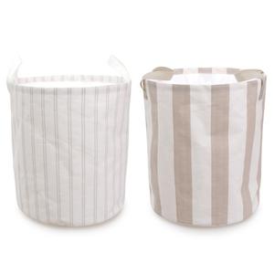 Panier à <span class=keywords><strong>linge</strong></span> pliable minimaliste en coton et lin à rayures, avec poignées à cordon, grande capacité de rangement pour la salle de bain - Product Image 1