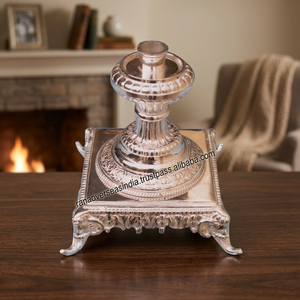 Porte-bougie décoratif moderne en fer et laiton, plaqué argent, fait main, centre de table de Noël pour la maison et l'hôtel - Product Image 3