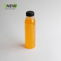 Fabricante pequeño Moq transparente 250ml 300ml 350ml 400ml 450mL 500ml sin Bpa PET botella de plástico de jugo de grado alimenticio con tapa