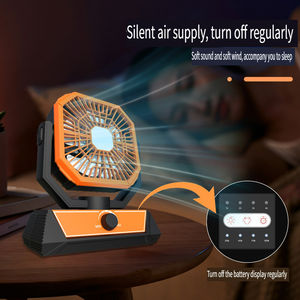 Ventilateur de camping extérieur oscillant automatiquement avec lumière LED 3 couleurs, batterie 10000 mAh, fonction power bank, design 2-en-1 pour bureau ou fixation murale - Product Image 6