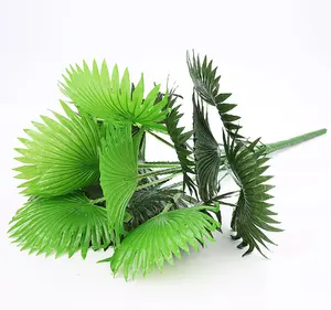 인공 식물 녹색 거북이 잎 녹색 야자 잎 인공 열대 잎