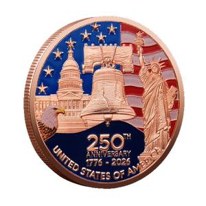 Pièces de monnaie commémoratives de collection en métal doré durable, drapeau américain, cloche de la liberté, 250e anniversaire, pour les collectionneurs - Product Image 5