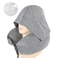 Oreiller de voyage à capuche avec capuche extra large pour les longs trajets en avion, offrant intimité et confort, design ergonomique en forme de U, doux pour la peau