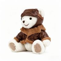 Ours en peluche promotionnel OEM, ours pilote brun élégant, jouets en peluche personnalisés pour enfants