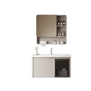 Nouvelle armoire de salle de bain simple avec lavabo en ardoise, lavabo en céramique intégré, meuble de salle de bain - Product Image 5