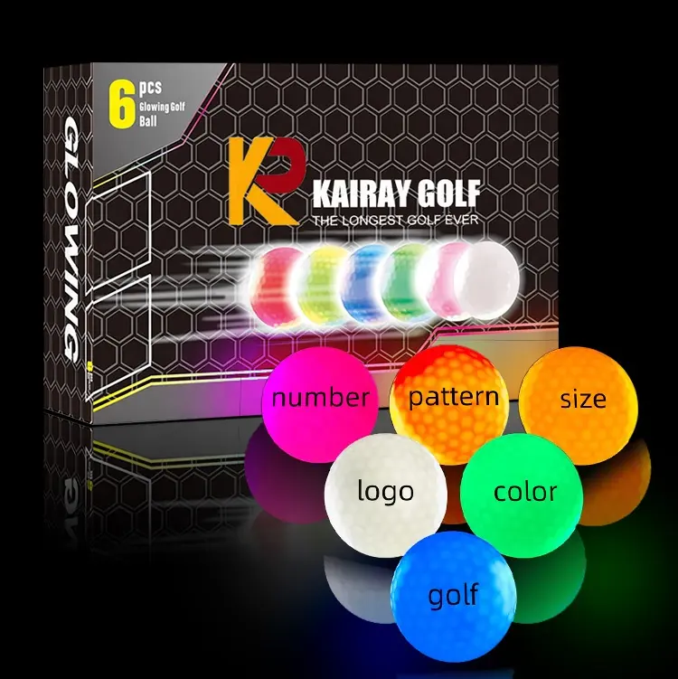 Palline da Golf a Led con Logo personalizzato colorato per l'allenamento notturno