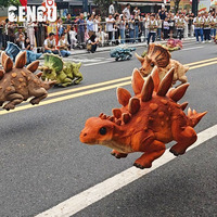 Boneka Dinosaurus Robot Interaktif Empat Kaki untuk Parade Jalanan Luar Ruangan, Dinosaurus Kartun untuk Anak-Anak