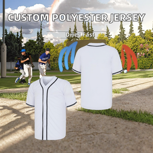 Maillots de baseball personnalisés 100 % polyester respirants à séchage rapide, uniformes sportifs personnalisés avec impression par transfert thermique, grandes tailles, manches courtes - Product Image 2