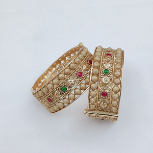 Sparkling Pota Stone Openable <b>Bangle</b> Set Traditional <b>Indian</b> Wedding & Party Wear Jewelry For Women - Product Image 2
