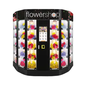 Máquina de venda automática de flores personalizada com logotipo, máquina de retenção de flores para presentes com 14 treliças e função de resfriamento