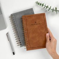 Carnet A5 en cuir PU à couverture rigide gaufrée, spirale, fournisseur en gros pour entreprises et écoles, journal intime, papeterie