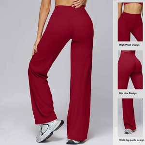 Pantalon de yoga évasé taille haute pour femme avec logo personnalisé, effet push-up, jambe large, pour la gym et le fitness - Product Image 2