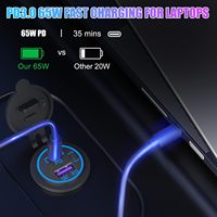 Cargador USB para Auto de 12V con Puerto USB C de 65W PD3.0 y Carga Rápida 3.0 de 18W