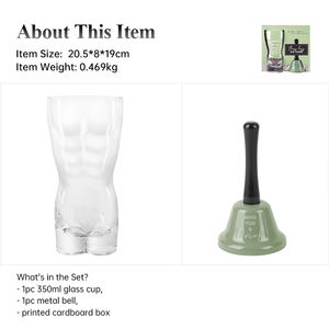 BespritGift Vente en gros d'usine <span class=keywords><strong>Cadeau</strong></span> d'anniversaire personnel Corps de fitness Tasse en verre Tasse à bière & Cloche à main Nouveauté Coffret <span class=keywords><strong>cadeau</strong></span> <span class=keywords><strong>pour</strong></span> hommes femmes - Product Image 4