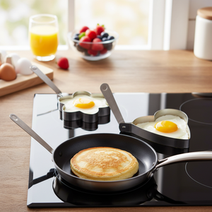 Forma assortita in acciaio inossidabile uovo e Pancake stampo eco-friendly stile cartone animato uovo bracconiere e scatola di cottura da 96 - Product Image 3