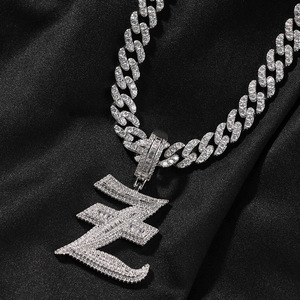 Collar de Hip Hop para Hombre con Colgante de Letra CZ Iced Out, Cadena de Cuerda, Estilo Gótico, con Pavé de Baguette - Product Image 2