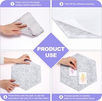 Paquet de 10 panneaux muraux insonorisés en fibre de polyester auto-adhésive panneau acoustique en feutre PET hexagonal avec 20 punaises pour bureau à domicile