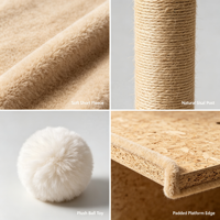 Arbre à chat CreamTower 81,5 cm à 4+ niveaux en aggloméré écologique, avec perchoirs doux en polaire courte et poteaux à gratter en sisal naturel, 3 cartons