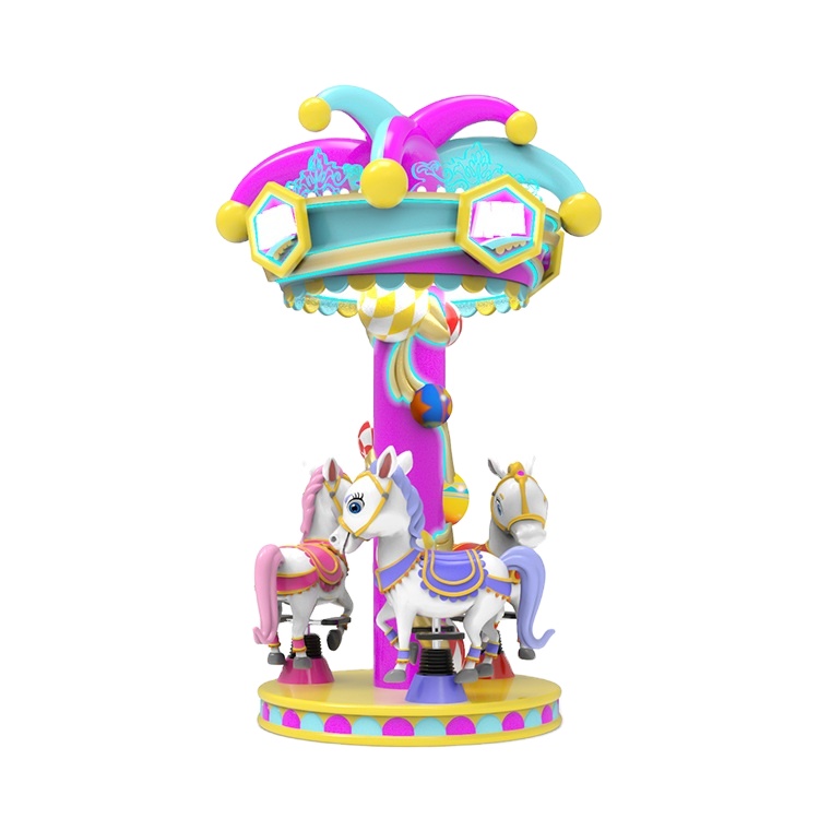 Low Price Commercial 3 Players Indoor Carousel Small Kiddy Ride Carousel Horse