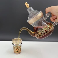 Ensemble de café et de thé en verre borosilicate de style marocain, 5 pièces, avec pot de 800 ml et 4 tasses, portable, pour la maison, cadeau