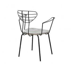 Style <span class=keywords><strong>industriel</strong></span> vintage accoudoir chaise de salle à manger en acier avec des sièges en bois - Product Image 2