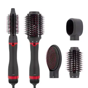 Escova de secador de cabelo 5 em 1, modelador de cabelo profissional, pente quente volumizador com cabeça de escova intercambiável, escova de ar quente