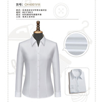Kemeja Wanita Kerah V Putih Bahan Ramie Twill Anti Kusut, Seragam Resepsionis Kantor Bank, Blus Formal untuk Wawancara Bisnis, Pakaian Formal Custom