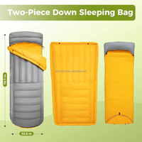Sac de couchage gonflable ultraléger 4 saisons avec couverture de camping en peluche en nylon et duvet de canard pour adultes