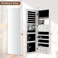 Miroir LED pleine longueur Porte-bijoux suspendu Organisateur d'armoire avec miroir intégré