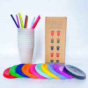 Gobelets en plastique 12 oz à changement de couleur avec couvercles et pailles, réutilisables et anti-fuite, pour café glacé, smoothies et fêtes d'enfants - Product Image 3