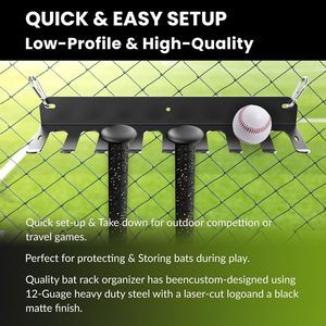 Soporte de pared para bates de béisbol, con capacidad para 16 bates, adecuado para almacenamiento de equipos de gimnasio en casa y como perchero. - Product Image 4