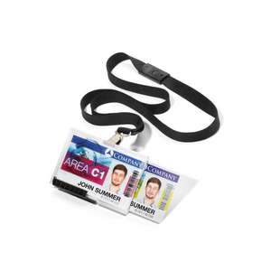 DURABLE - 8926-01 PUSHBOX porte-badge avec cordon en tissu pour 2 cartes (multi-pack) - EAN 4005546978802 BADGES BADGE HOLDERS - Product Image 1