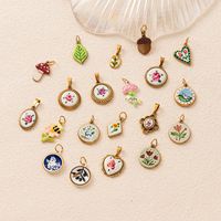 Pendentifs personnalisés en acier inoxydable plaqué or 18 carats, breloques DIY, impression rose, cœur, rond, ovale, bijoux tendance unisexes pour la création de bijoux