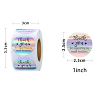 En stock 500 pièces/rouleau Autocollants holographiques de remerciement Étiquettes adhésives rondes 1 pouce 1,5 pouce Soutenant les petites entreprises