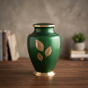 Urne funéraire en aluminium vert gravée feuille d'or, capacité 220 pouces cubes, motifs personnalisables, souvenir commémoratif, fournitures funéraires - Product Image 3