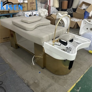 Fauteuil de lavage professionnel Kisen Salon avec massage thaïlandais, thérapie capillaire à l'eau et lit de shampoing sur base en acier inoxydable - Product Image 3