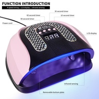 Sèche-ongles LED UV incrusté de diamants, haute puissance, photothérapie avec technologie de détection, en plastique, pour le séchage des ongles