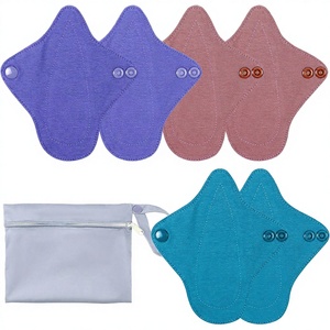 Serviettes hygiéniques lavables et réutilisables en tissu pour femmes, respirantes, avec ailettes, taille régulière - Product Image 2