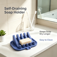 Porte-savon flexible en silicone personnalisé, auto-drainant, antidérapant, pour salle de bain, douche, évier de cuisine