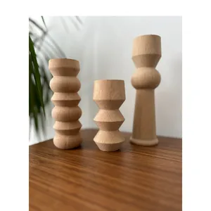 Houten Kaarshouder Set Van 3 Scandinavische Stijl Handgemaakte Huisdecoratie Housewarming Cadeau Midden Eeuw Nordic Stijl Kaarsstandaard