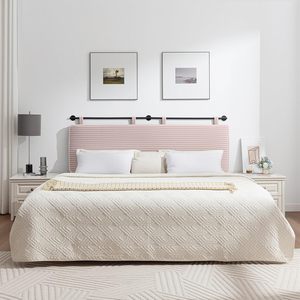 หัวเตียง <span class=keywords><strong>UEV</strong></span> ขนาดควีนไซส์ ดีไซน์ทันสมัย หุ้มผ้ากำมะหยี่ พร้อมปลอกหุ้มที่ถอดออกได้ แบบติดผนัง ลายร่อง ดีไซน์หรูหรา สีชมพู - Product Image 3