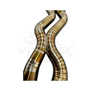 Système d'échappement Catback Vortex Titanium Gold avec valves pour Audi RS6 RS7 C8 4.0T avec embouts ovales noirs brillants et kit de fixation - Product Image 5
