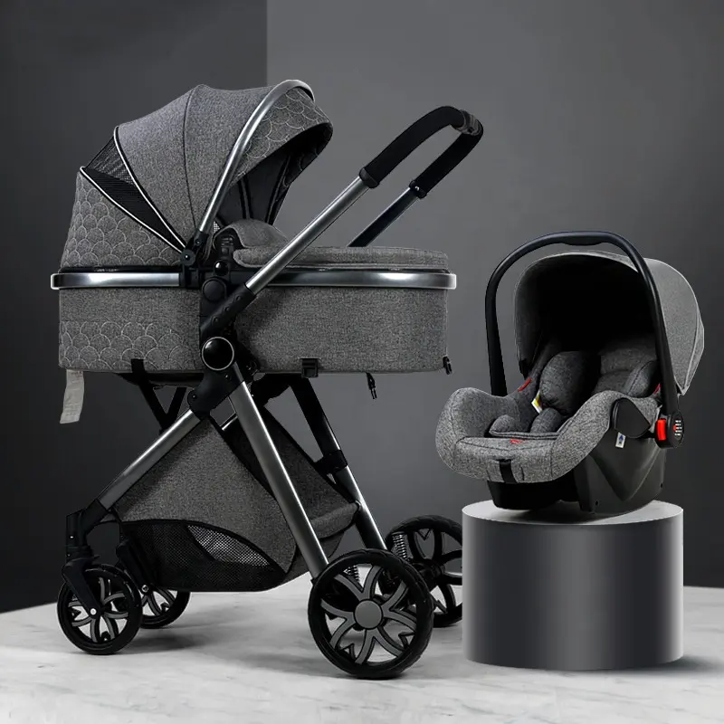 Opvouwbare Lichtgewicht Kinderwagen Kinderwagen Kinderen Baby Slapen Junior 3 In 1 Kinderwagen Kinderwagen Met Autostoelset