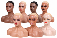 Tête de mannequin réaliste pour buste féminin avec épaules, en plastique PP PVC, style afro-américain, avec support pour l'affichage de perruques et accessoires de beauté