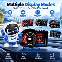 Jauge intelligente OBD2 avec 3 systèmes de satellite, compatible 24V, 6 alarmes et support rotatif pour tous les véhicules 12V/24V