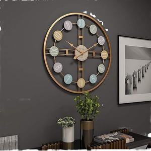 นาฬิกาแขวนผนังโลหะหน้าปัดเดียว ดีไซน์อาร์ตเดโค นาฬิกาตกแต่งผนังสำหรับบ้าน ห้องนั่งเล่น ห้องนอน สำนักงาน เงียบไร้เสียงรบกวน - Product Image 2