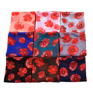 Prêt à expédier <span class=keywords><strong>coquelicot</strong></span> fleur conception viscose écharpes longue taille léger femmes écharpe motif floral coton sentiment cou foulards - Product Image 6