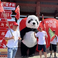 QUTENG Costumes de mascotte gonflables en peluche XL Panda et Ours polaire de 2 m pour adultes unisexe, pour fêtes d'Halloween et promenades