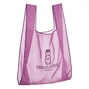 Sac fourre-tout en <span class=keywords><strong>organza</strong></span> violet avec logo imprimé personnalisé, sac de shopping transparent pour emballages cadeaux et bonbons - Product Image 4
